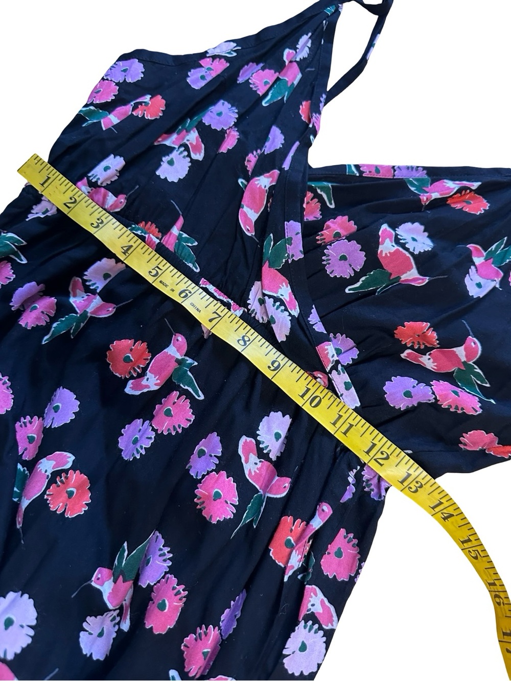 Emerson Fry India Collection Bird Floral Midi Dress Boho Wrap Sundress SZ Medium - Picture 10 of 15